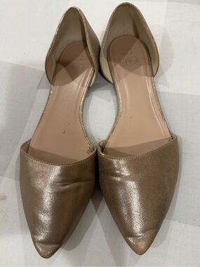 F&F Metallic Gold Pointed D'Orsay Flats - Women's
